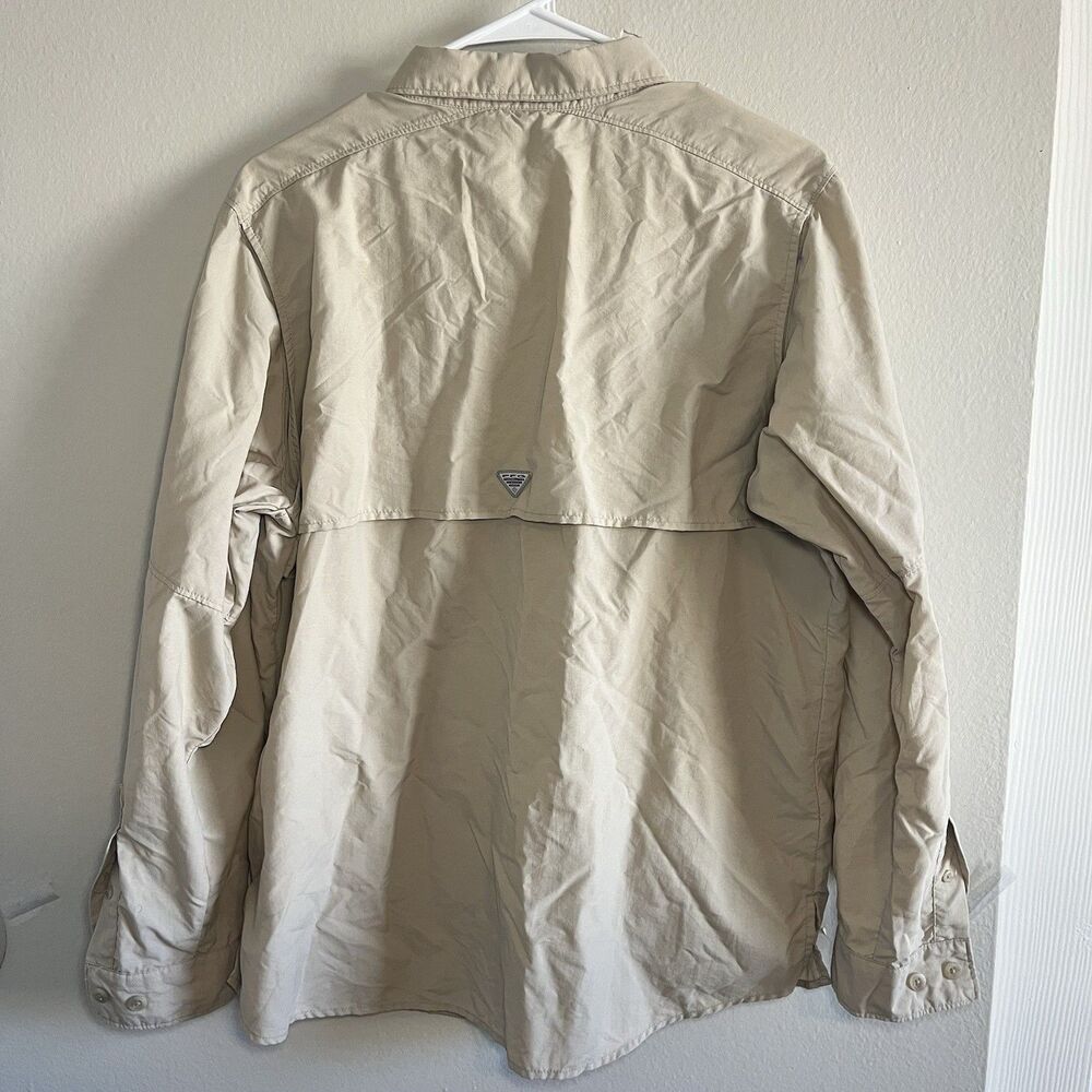 Columbia PFG Long Sleeve Button Down Shirt Hiking Trail Fishing Tan Men L - Picture 4 of 7